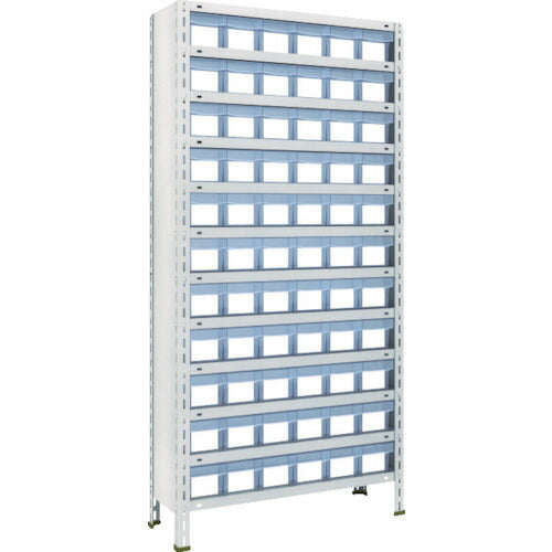 TRUSCO スチールラック 軽量棚 875X300X1800 樹脂引出透明 小X66 ネオグレー 63V-812C11(NG)