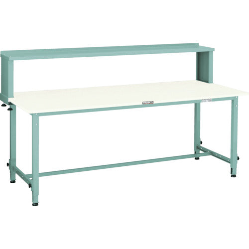 TRUSCO 軽荷重作業台高さ調節式(150kg)AEM型 900X600XH954~1254(全高) 上棚付 グリーン色 AEM-0960YURB