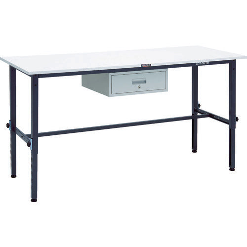 TRUSCO 軽荷重作業台高さ調節式(150kg)AEM型 1800X750XH650~950 1段引出付 ダークグレー色 AEM-1800F1 DG