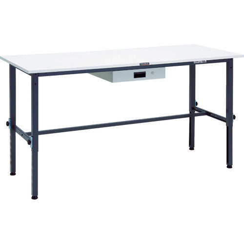 TRUSCO 軽荷重作業台高さ調節式(150kg)AEM型 1800X750XH650~950 薄型1段引出付 ダークグレー色 AEM-1800UDK1 DG