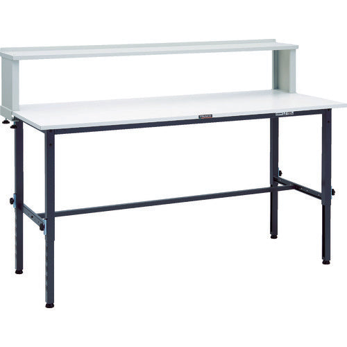 TRUSCO 軽荷重作業台高さ調節式(150kg)AEM型 1800X750XH954~1254(全高) 上棚付 ダークグレー色 AEM-1800YURB DG