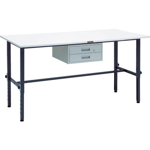 TRUSCO 軽荷重作業台高さ調節式(150kg)AEM型 1800X900XH650~950 2段引出付 ダークグレー色 AEM-1809F2 DG