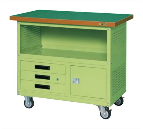 移動作業車（下段３段引出し・ロッカー・パネル付） SKR-300P 021701 ※法人向け 個人宅配送不可