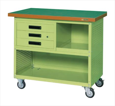 移動作業車（上段３段引出し・パネル付） SKR-320P 021708 ※法人向け 個人宅配送不可