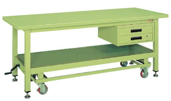 超重量作業台ＫＷＣタイプ（ハンドル昇降移動・キャビネット付） KWCS-18B 030615 ※法人向け 個人宅配送不可