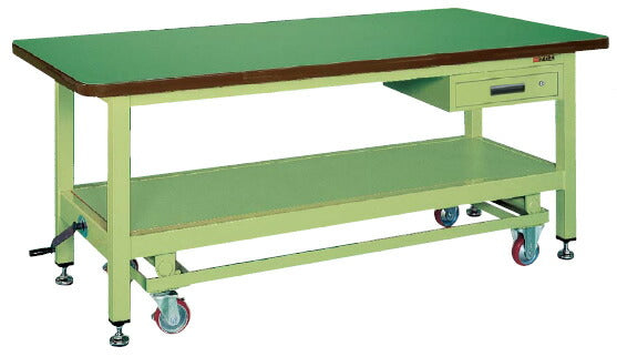 超重量作業台ＫＷＣタイプ（ハンドル昇降移動・キャビネット付） KWCF-89A 033653 ※法人向け 個人宅配送不可