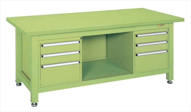 超重量作業台Ｗタイプ（キャビネットＷ－３Ｎ×２個付） WS-83F3B 045297 ※法人向け 個人宅配送不可