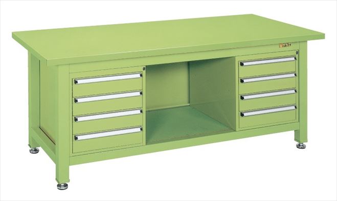 超重量作業台Ｗタイプ（キャビネットＷ－４Ｎ×２個付） WS-84F4B 045439 ※法人向け 個人宅配送不可