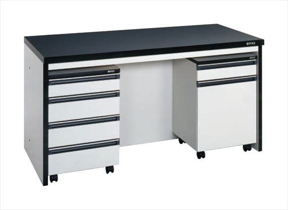 サイド実験台（キャビネットワゴン２台付） ST-15HAB 101252 ※法人向け 個人宅配送不可