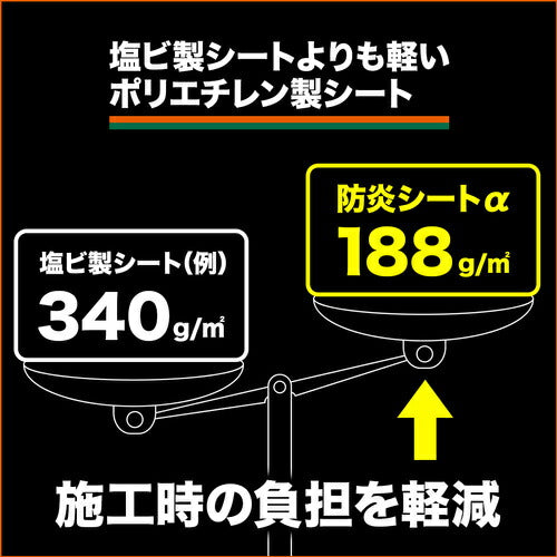 ＴＲＵＳＣＯ 防炎シートα軽量 ロールタイプ幅１．８ｍＸ長さ５０．０ｍ グレー GBS-RA-GY