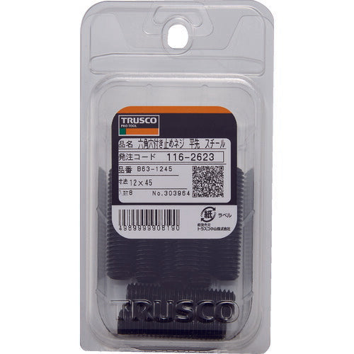 ＴＲＵＳＣＯ 六角穴付止めねじ 平先 黒染め Ｍ３×４ ８０本入 B63-0304