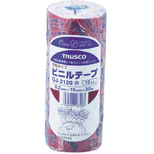 ＴＲＵＳＣＯ 脱鉛タイプビニールテープ １９ｍｍＸ２０ｍ １０巻入り 緑 GJ-2120