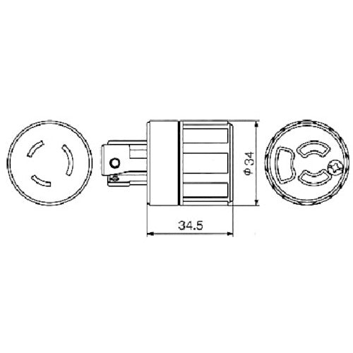 アメリカン電機　アダプター　引掛形→抜止形　白　接地２Ｐ１５Ａ１２５Ｖ KD0030