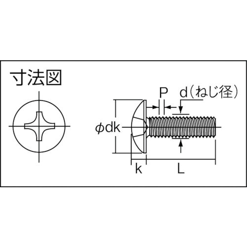 ＴＲＵＳＣＯ トラス頭小ねじ ユニクロ 全ネジ Ｍ３×６ ２８０本入 B04-0306