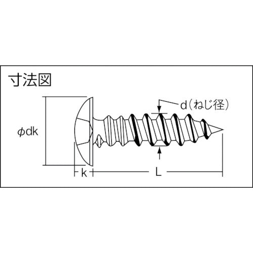 ＴＲＵＳＣＯ トラス頭タッピングねじ １種Ａ ステンレス Ｍ３×８ １２５本入 B43-0308