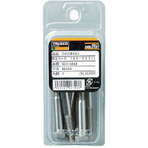 ＴＲＵＳＣＯ 六角ボルト ステンレス 半ネジ Ｍ１２×７５ ３本入 B23-1275