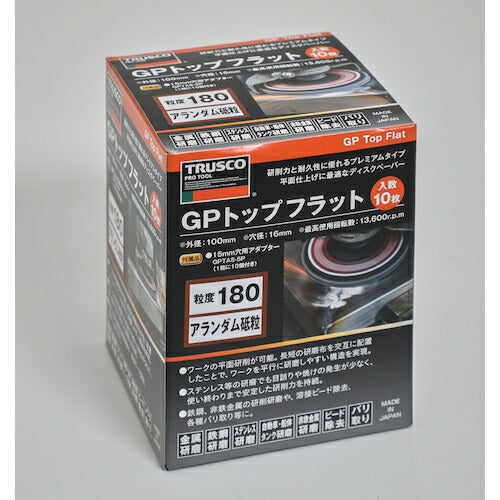 ＴＲＵＳＣＯ ＧＰトップフラット アランダム ＃１８０ Φ１００ １０枚入 GPF100-A180