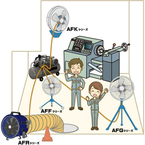 アクアシステム　無給油エアモーター式工場扇　スタンド型　（アルミハネ４５ｃｍ） AFG-18NL