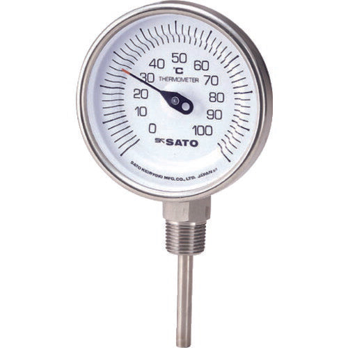 【送料・納期都度見積】 佐藤 バイメタル式温度計ＢＭ－Ｓ－９０Ｓ ０～１５０℃２００Ｌ（２０３０－６６） BM-S-90S-12