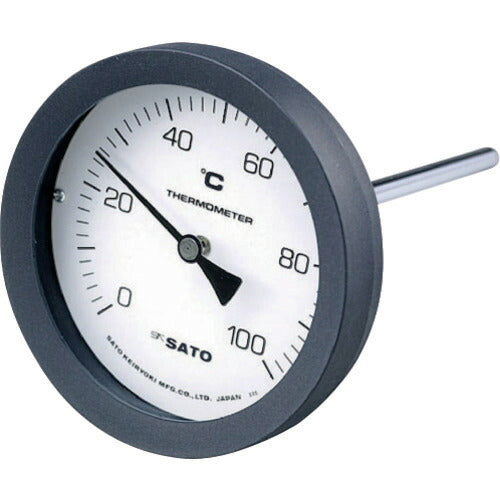 佐藤 バイメタル式温度計 ＢＭ－Ｔ－１００Ｐ ０～１００℃ ５０Ｌ （２０８０－１２） BM-T-100P-4
