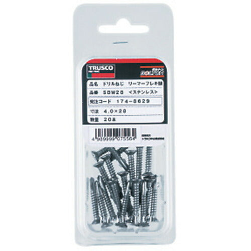 ＴＲＵＳＣＯ ドリルねじ リーマーフレキ ステンレス Ｍ４Ｘ２８ ２０本入 SBW-28