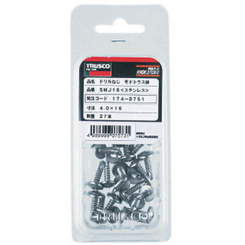 ＴＲＵＳＣＯ ドリルねじ モドトラス ステンレス Ｍ４Ｘ１６ ２７本入 SMJ-16