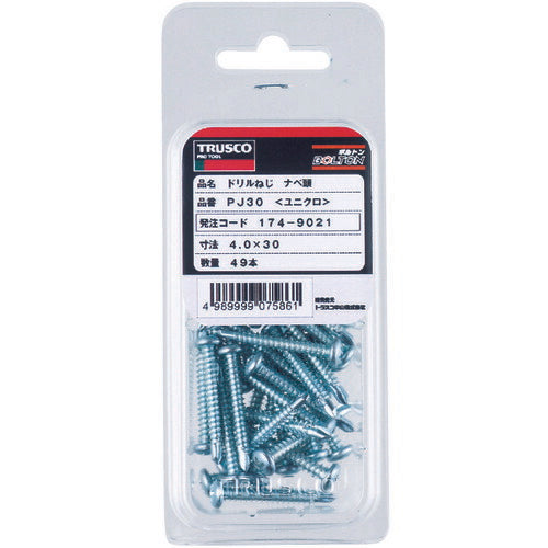 ＴＲＵＳＣＯ ドリルねじナベ 板金用 ユニクロ Ｍ４Ｘ１３ ９６本入 PJ-13