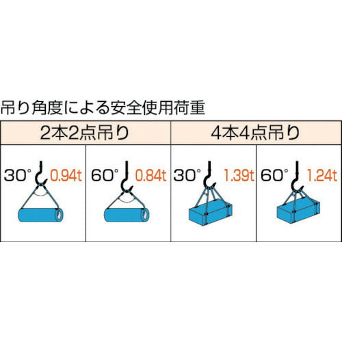 ＴＲＵＳＣＯ Ｗスリング Ａタイプ ８ｍｍＸ１．０ｍ GR-8S1