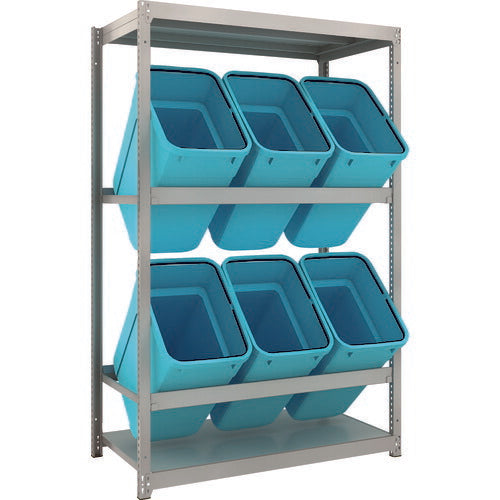 ＴＲＵＳＣＯ スチールラック ゴミ箱ラック Ｍ１．５型 Ｈ１８００ＸＷ１１６０ＸＤ５９５ ２段 ＲＢＫ－７０ ６個付 M1.5-6462D2