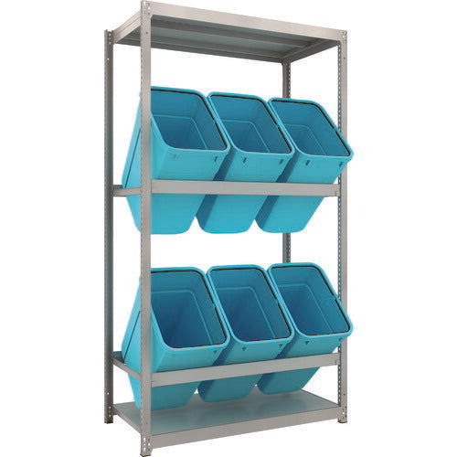 ＴＲＵＳＣＯ スチールラック ゴミ箱ラック Ｍ１．５型 Ｈ２１００ＸＷ１１６０ＸＤ５９５ ２段 ＲＢＫ－７０ ６個付 M1.5-7462D2