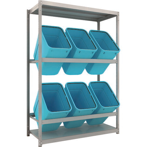 ＴＲＵＳＣＯ スチールラック ゴミ箱ラック Ｍ１．５型 Ｈ２１００ＸＷ１４６０ＸＤ５９５ ２段 ＲＢＫ－９０ ６個付 M1.5-7562D2