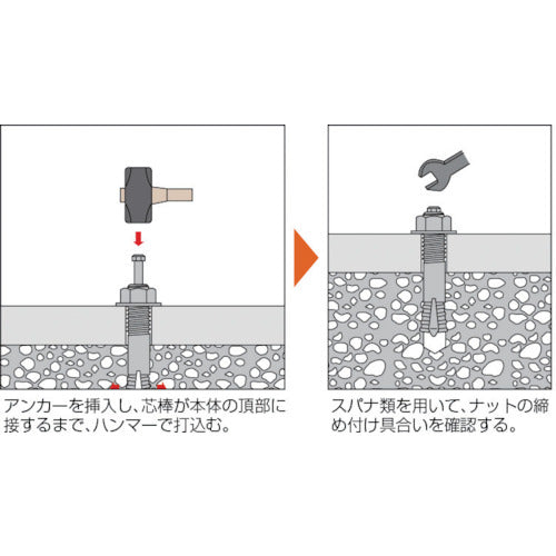 ＴＲＵＳＣＯ オールアンカーＣタイプ スチール Ｍ８Ｘ５０ １４本入 （コンクリート用アンカー／芯棒打込み式 ） C-850BT