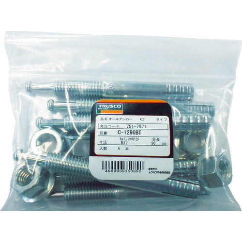 ＴＲＵＳＣＯ オールアンカーＳＣタイプ ステンレス Ｍ６Ｘ４５ １０本入 （コンクリート用アンカー／芯棒打込み式 ） SC-645BT