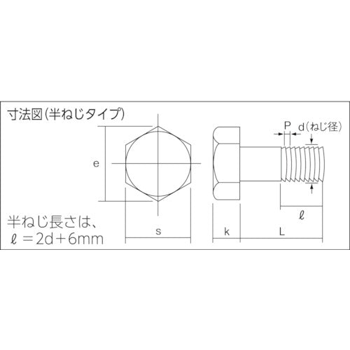 ＴＲＵＳＣＯ 六角ボルト ユニクロ 半ネジ Ｍ１０×５０ １０本入 B22-1050H