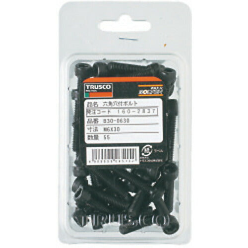 ＴＲＵＳＣＯ 六角穴付ボルト 黒染め 半ネジ サイズＭ３×４５ ２４本入 ／キャップボルト（ＣＡＰ） B30-0345