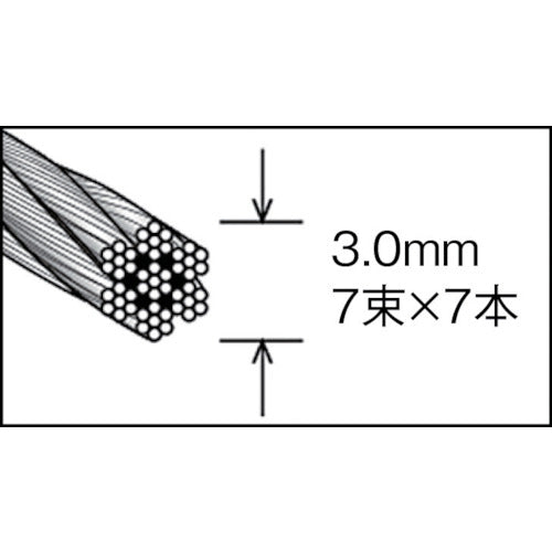 ＴＲＵＳＣＯ ステンレスワイヤロープ Φ３．０ｍｍＸ１０ｍ CWS-3S10