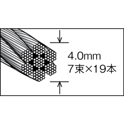 ＴＲＵＳＣＯ ステンレスワイヤロープ Φ４．０ｍｍＸ１０ｍ CWS-4S10