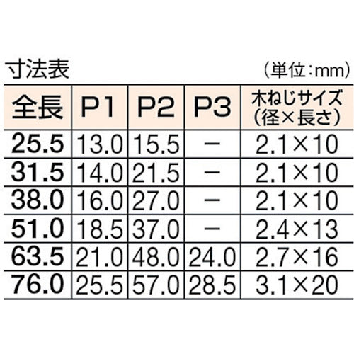 ＴＲＵＳＣＯ スチール製薄口普通蝶番 生地仕上げ 全長２５．５ｍｍ （１０個入） 550-25N