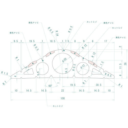 ＴＲＵＳＣＯ コードプロテクター（ケーブルプロテクター） φ２０Ｘ５ｍ CA205M