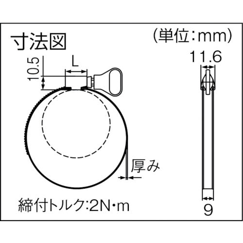 ＴＲＵＳＣＯ ステンレス強力機械ホースバンド 締付径１０～１６ｍｍ P-TSB-16