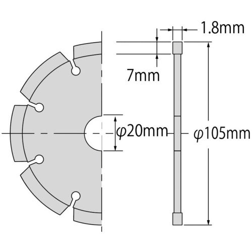 エビ ダイヤモンドカッター 切断王 （乾式） セグメントタイプ １０５ｍｍ SA105