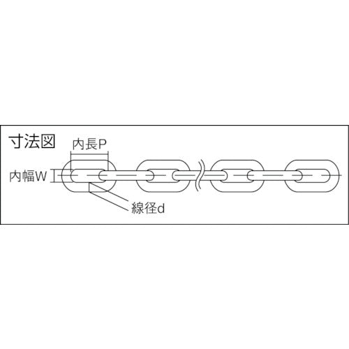 ニッサチェイン　鉄ユニクロ溶接リンクチェイン　４．８ｍｍ×３０ｍ IW2048