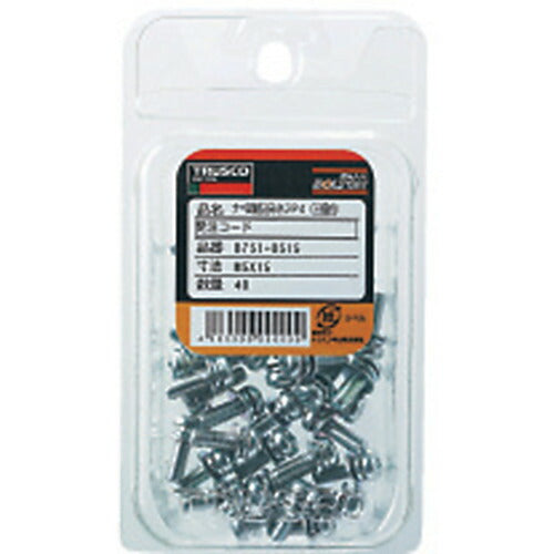 ＴＲＵＳＣＯ ナベ頭座金組込ねじ Ｐ＝３ 三価白 Ｍ６×３０ １７本入 （ばね座金＋ＪＩＳワッシャー付き） B750-0630