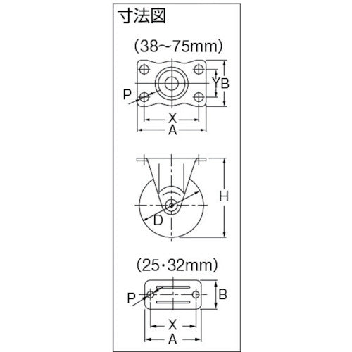 ハンマー 固定式ウレタン車輪（ナイロンホイール）２５ｍｍ 420R-UR25