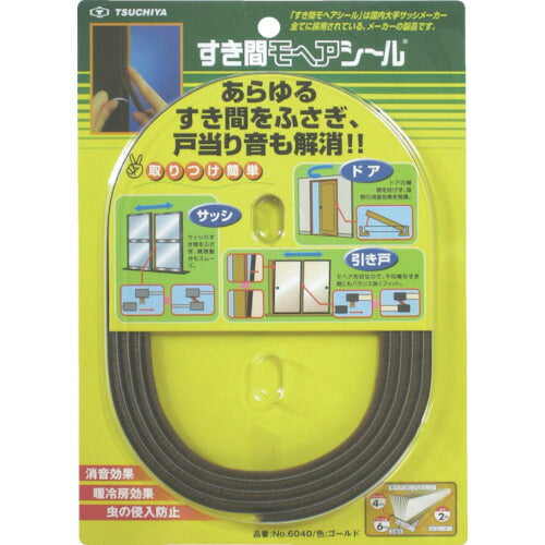 槌屋　すき間モヘヤシール　ゴールド　６ｍｍ×４ｍｍ×２ｍ NO6040-BR GO-B