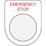 ＩＭ　押ボタン／セレクトスイッチ（メガネ銘板）　ＥＭＥＲＧＥＮＣＹ　ＳＴＯＰ　赤　φ３０．５　５０×４０×２ｍｍ P30-42