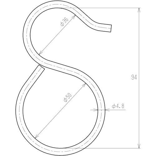 ニッサチェイン　単管用フックＰ型　ＩＰＨ－４８　鉄ユニクロメッキ　線径４．８ｍｍ　９４ｍｍ A-1005