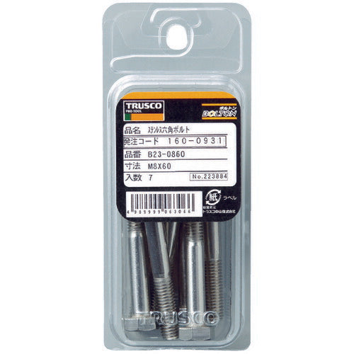 ＴＲＵＳＣＯ 六角ボルト ユニクロ 半ネジ Ｍ１６×５０ ３本入 B22-1650