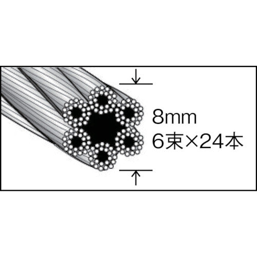 ＴＲＵＳＣＯ メッキ付ワイヤロープ Φ８ｍｍＸ１０ｍ CWM-8S10