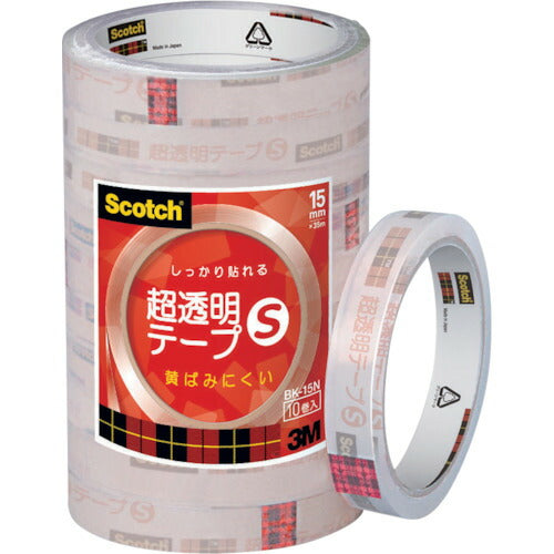 ３Ｍ スコッチ 超透明テープＳ １５ｍｍＸ３５ｍ １０巻入シュリンクパック BK-15N